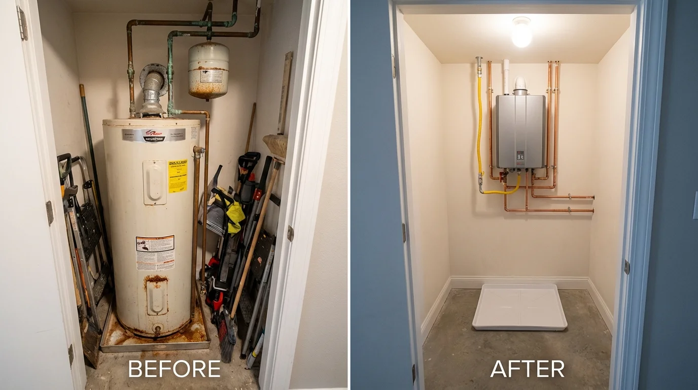 Tank water heater versus wall-mounted tankless unit comparison for Peru, ME homeowners